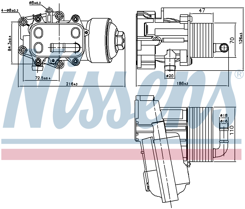 Nissens Engine Oil Filter Assy with Cooler 91315
