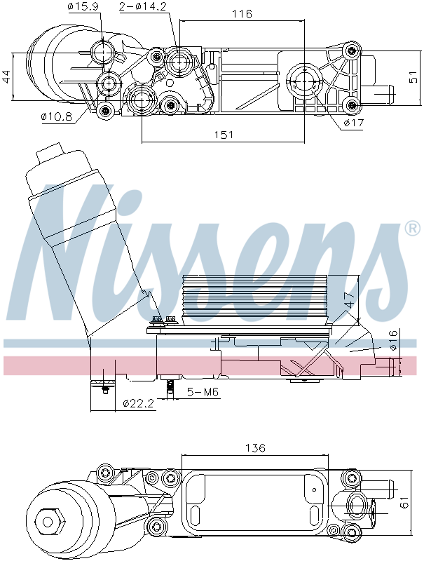 Nissens Engine Oil Filter Assy with Cooler 91335