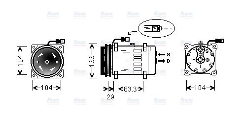 AVA Aircon Compressor DFAK025