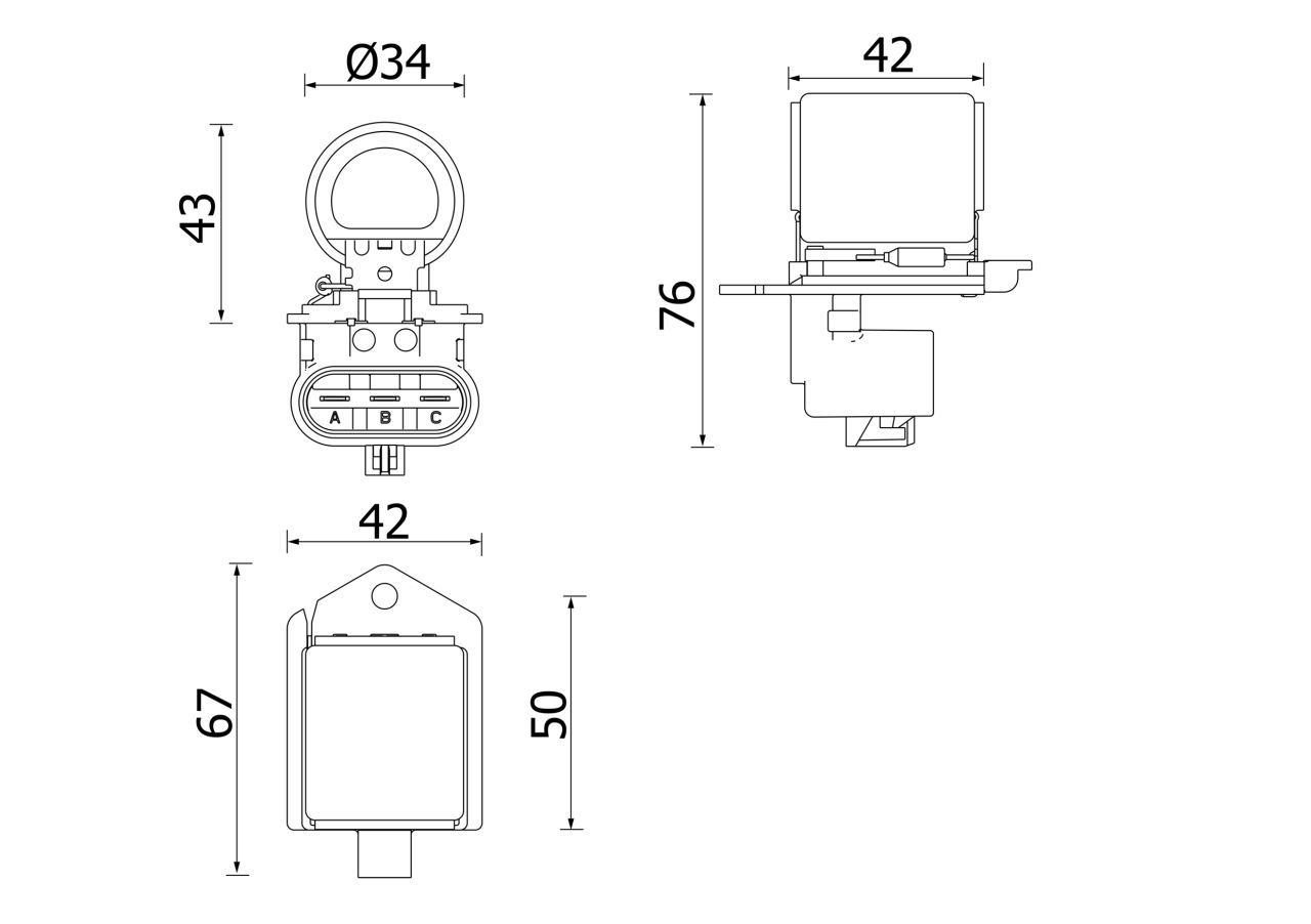 MAHLE PC Engine cooling fan regulator+resistor CFR2000P