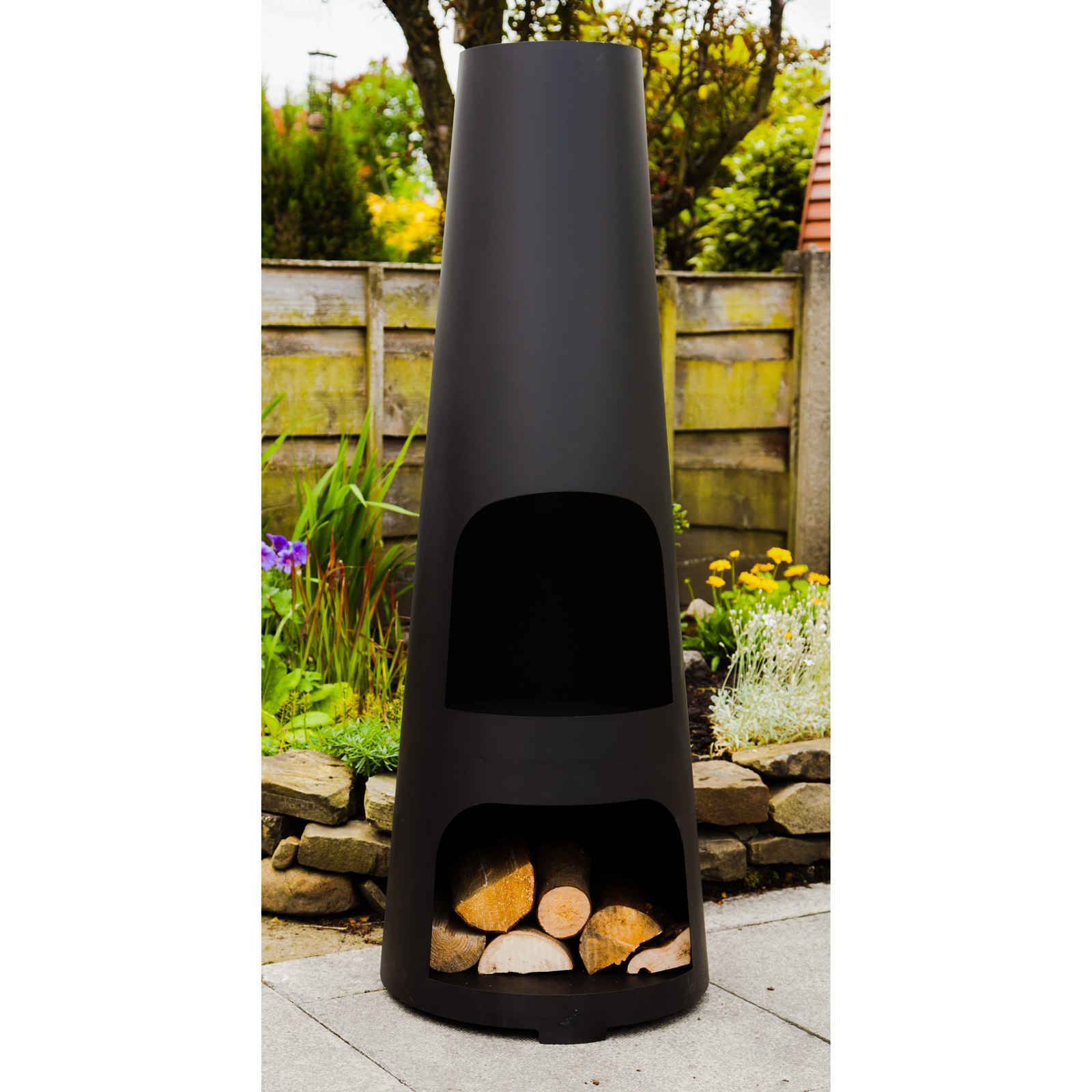 Made O' Metal Cone Shaped Large Steel Garden Patio Chimenea Log Burner Heater eBay