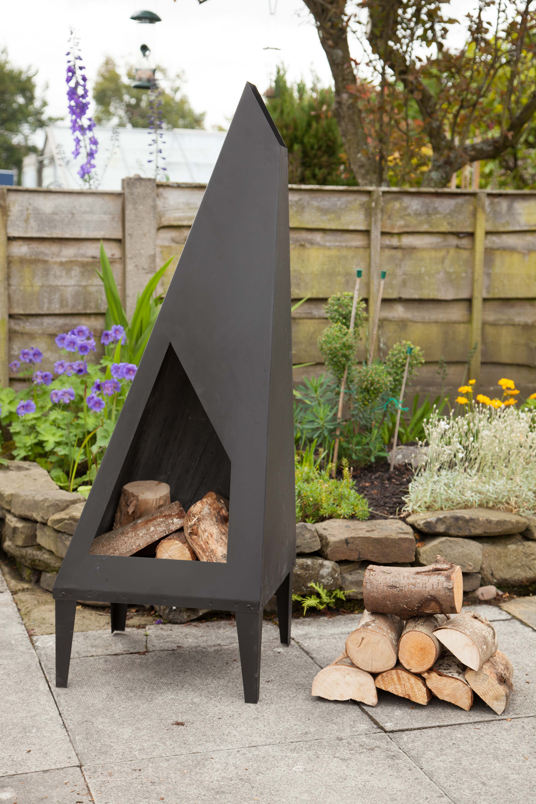 Made O Metal Steel 1 3m Garden Patio Triangle Angled Chimenea Log Made O Metal Steel 1 3m Garden Patio Triangle Angled Chimenea Log Burner Heater