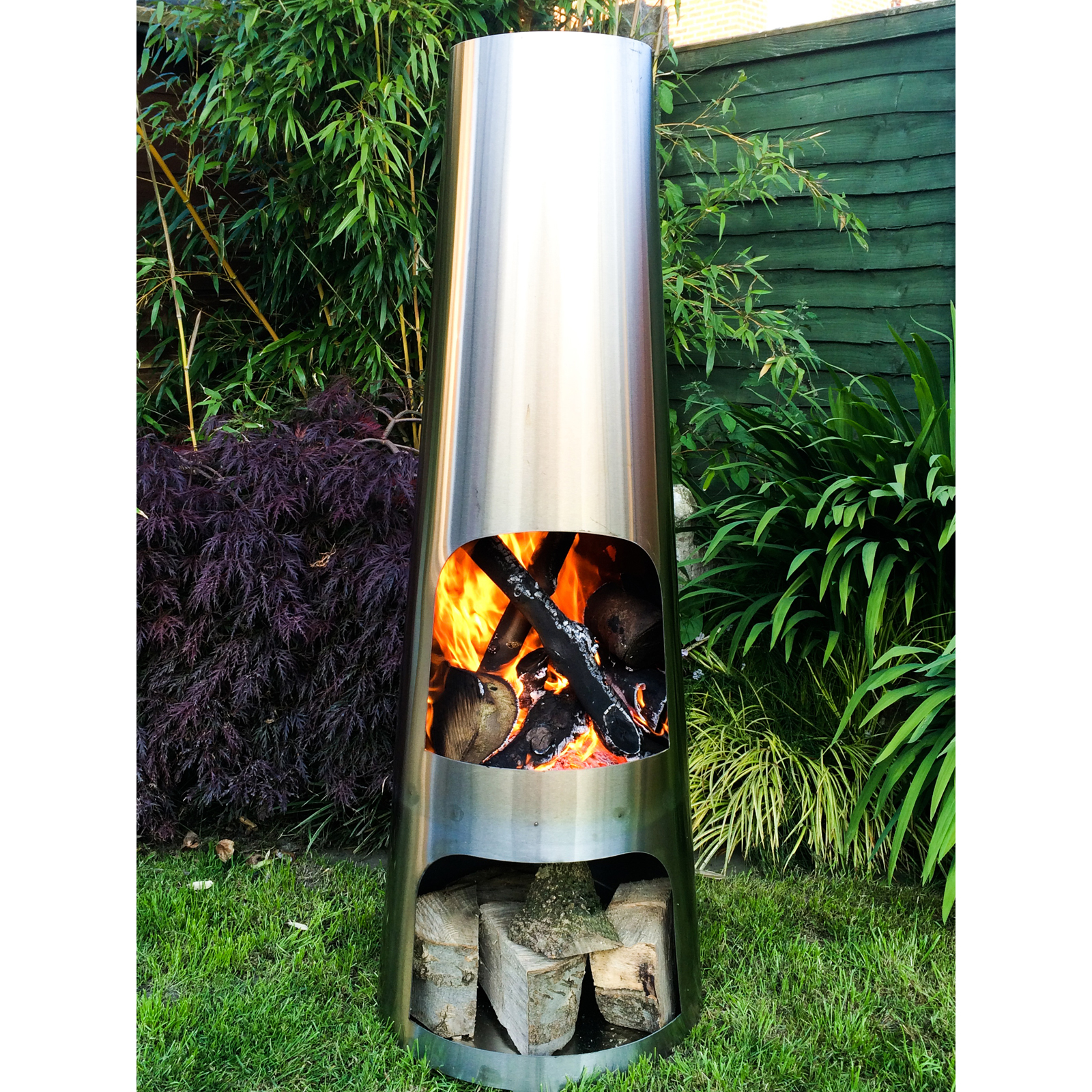 Made O' Metal Stainless Steel Garden Patio Chiminea Chimney Log Fire 1