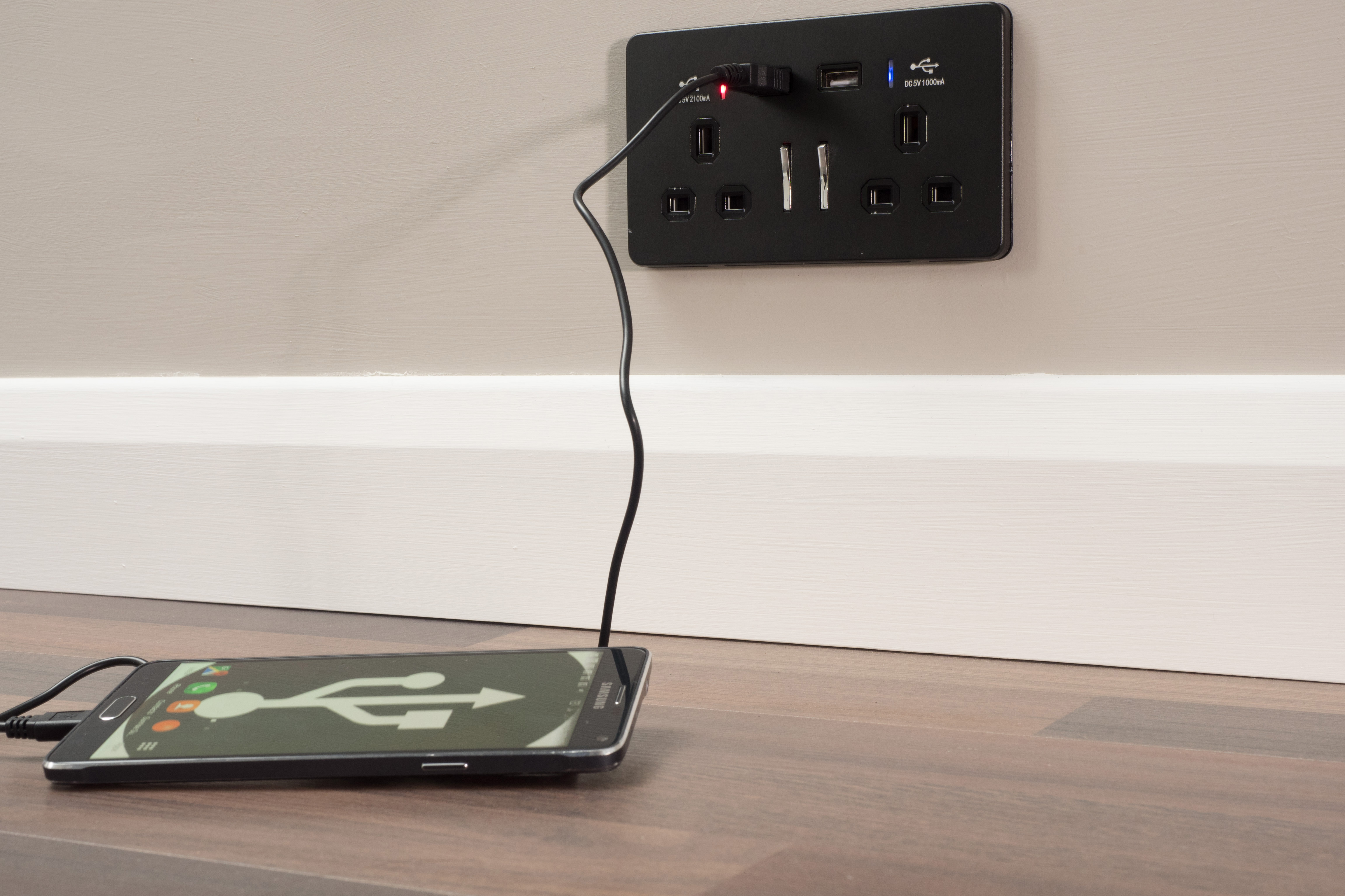 USB 2 Way UK High Speed 13A Plug Socket Wall Smartphone Charger Matt Black 8438568334060 eBay