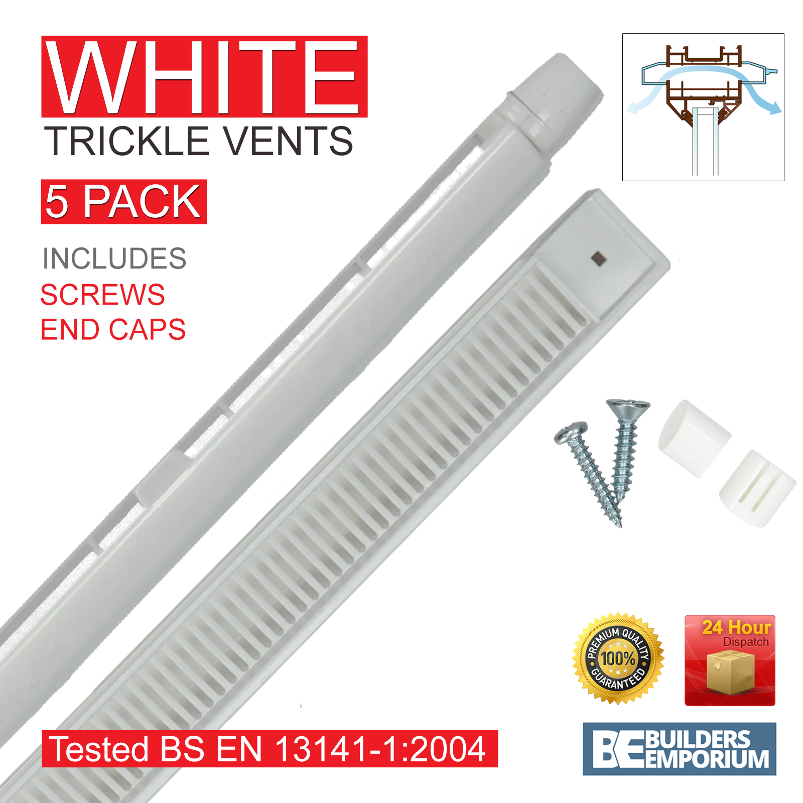 Blanc 5 x airaway trickle fente vents 410mm ventilation upvc /& bois windows