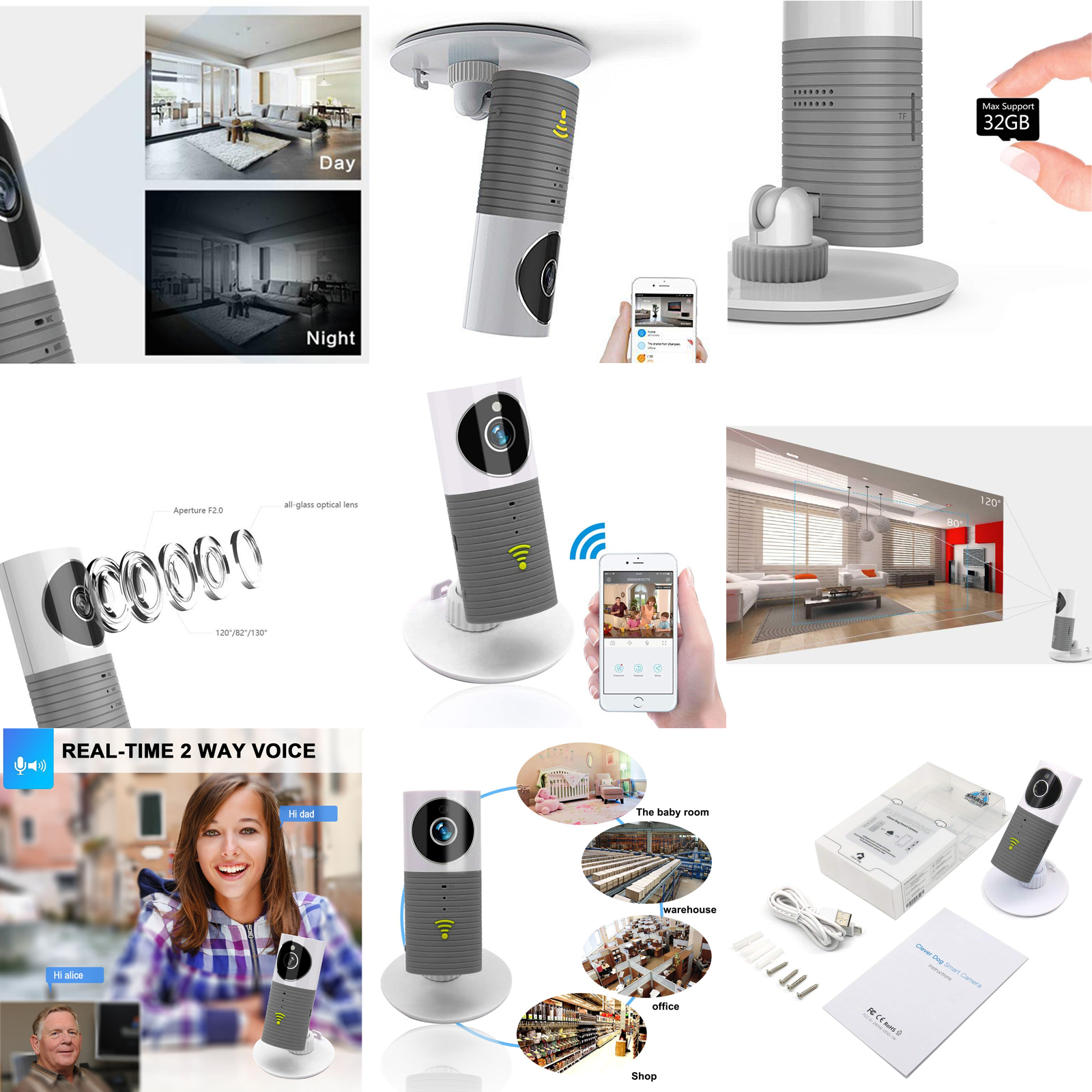 CleverDog Camera WiFi SMART HOME SECURITY Cam IP 1080 Wireless NIGHT