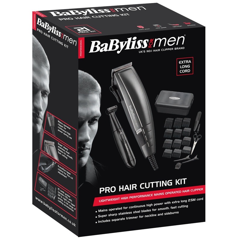 babyliss 7447bu mens mains operated clipper timmer pro hair cutting kit