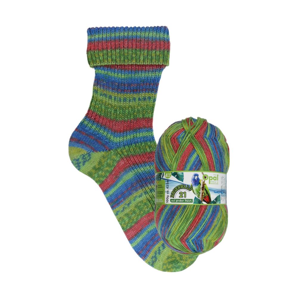 Multicoloured, Self-Patterning 4 Ply Sock Knitting and Crochet Yarn, Opal Rainfo - Picture 7 of 17