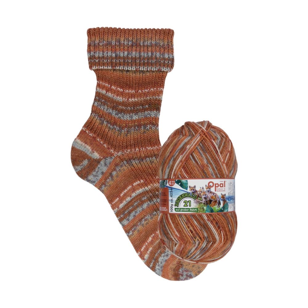 Multicoloured, Self-Patterning 4 Ply Sock Knitting and Crochet Yarn, Opal Rainfo - Picture 14 of 17