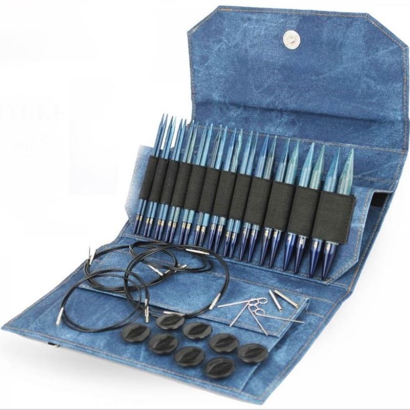 LYKKE Interchangeable Circular Birchwood Knitting Needle Set 5in Tips Indigo