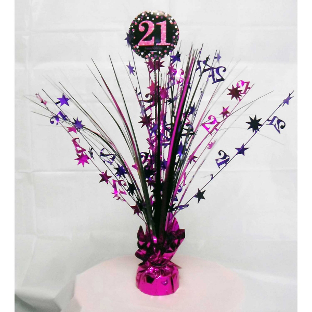 Details About 21st Birthday Spray Centrepiece Table Decoration Black Pink Purple Age 21 Party