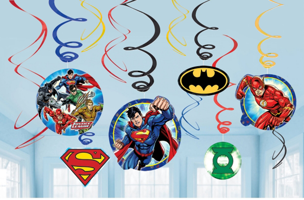 12 X Justice League Hanging Swirls Party Decorations Batman