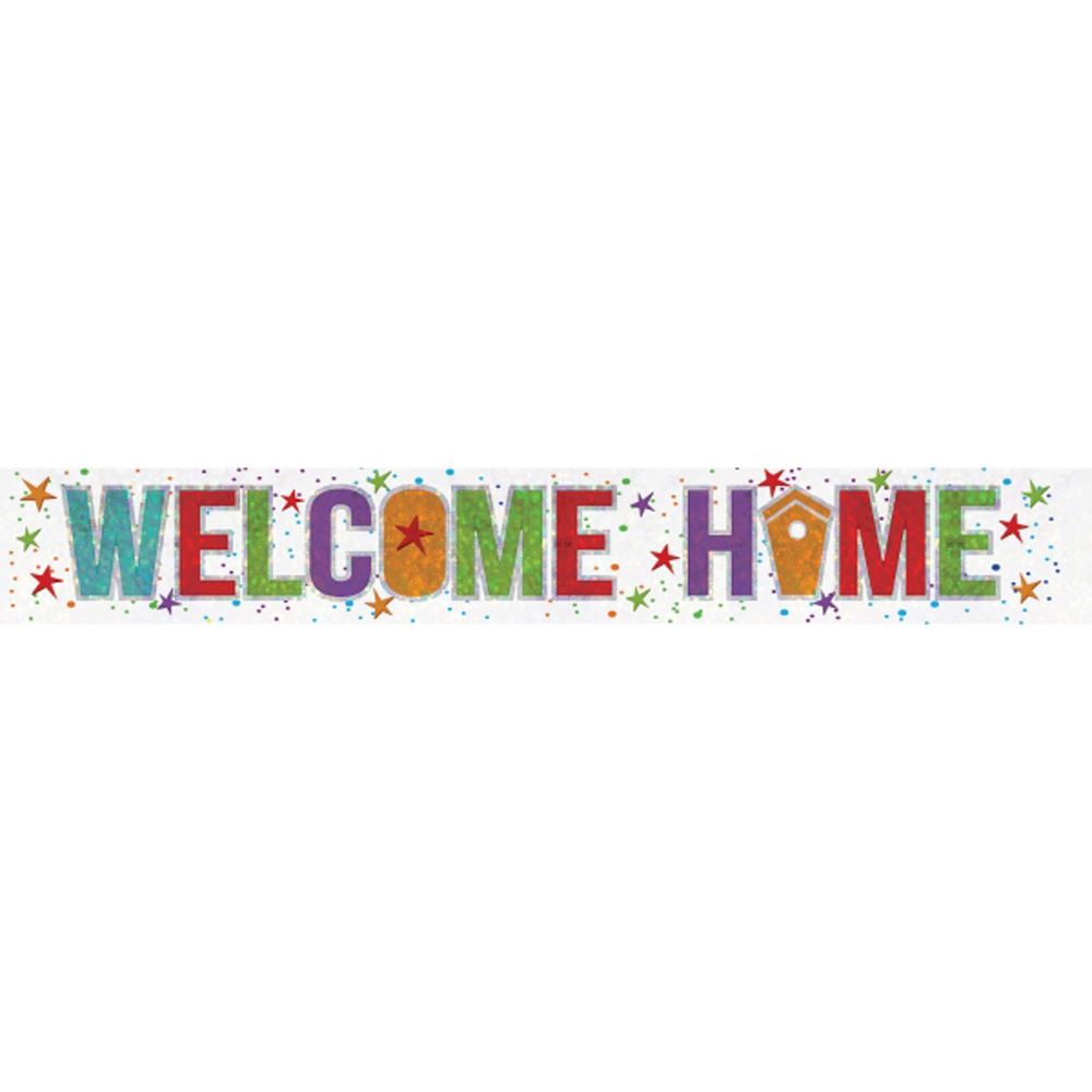 Welcome Home Banner Party Decoration Bunting Shiny Holographic 2.7 ...