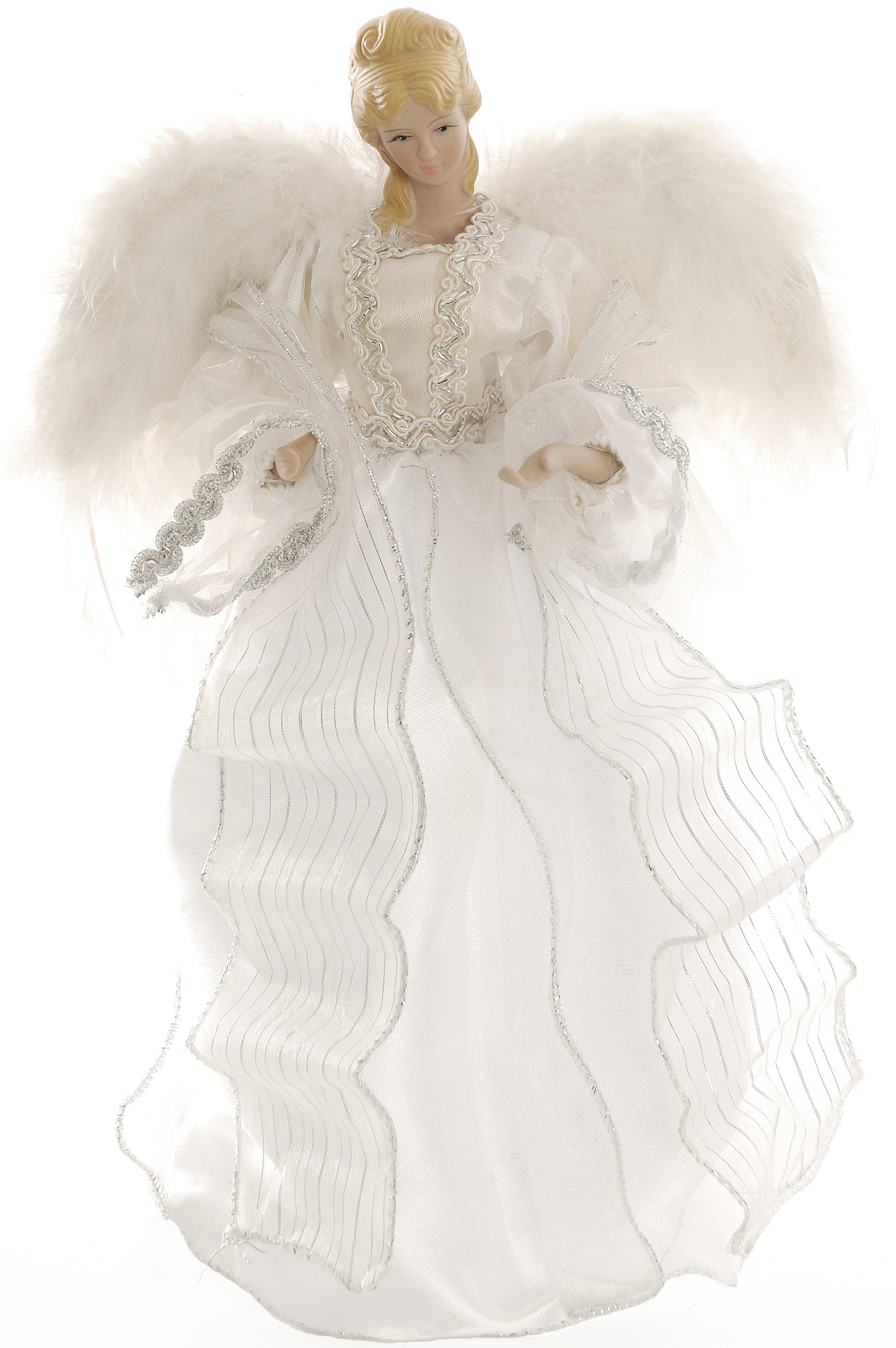 White Silver Angel Fairy Christmas Tree Topper Decoration Vintage Style