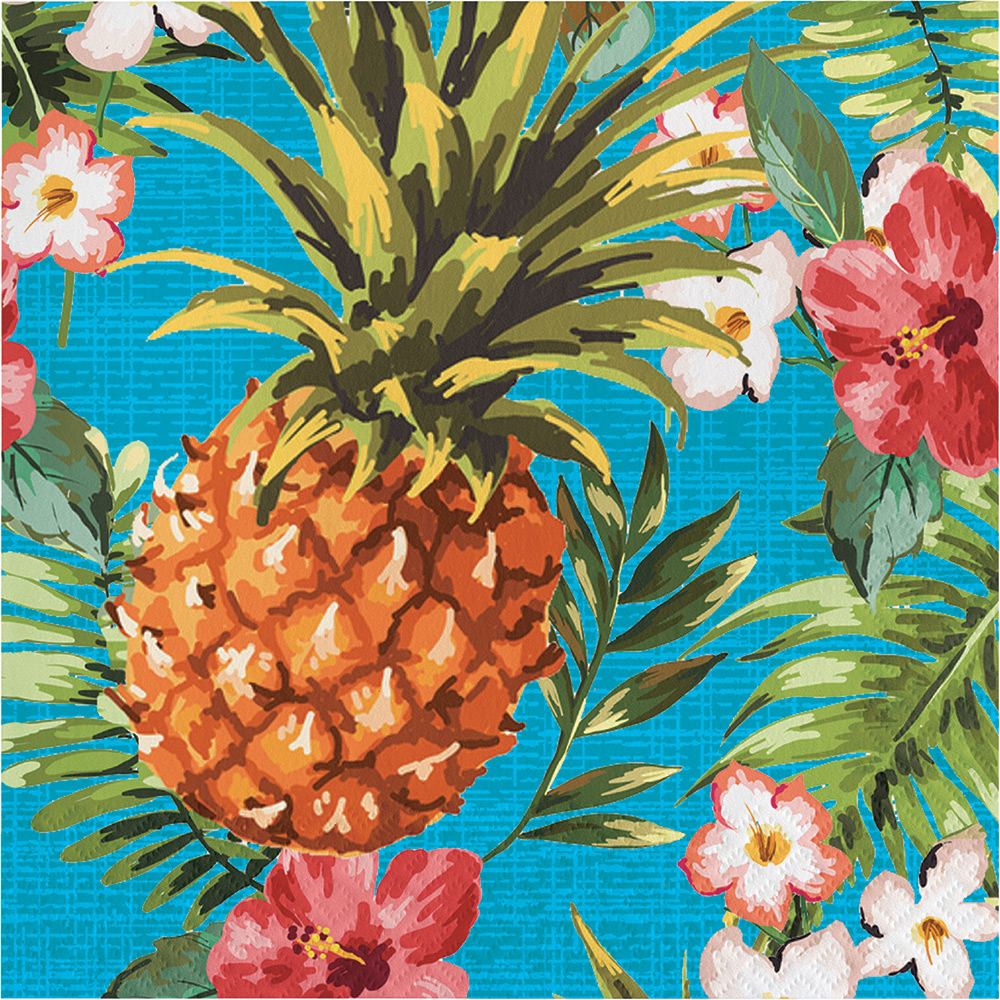 16 x Hawaiian Napkins Tropical Pineapple Luau Party Napkins Party