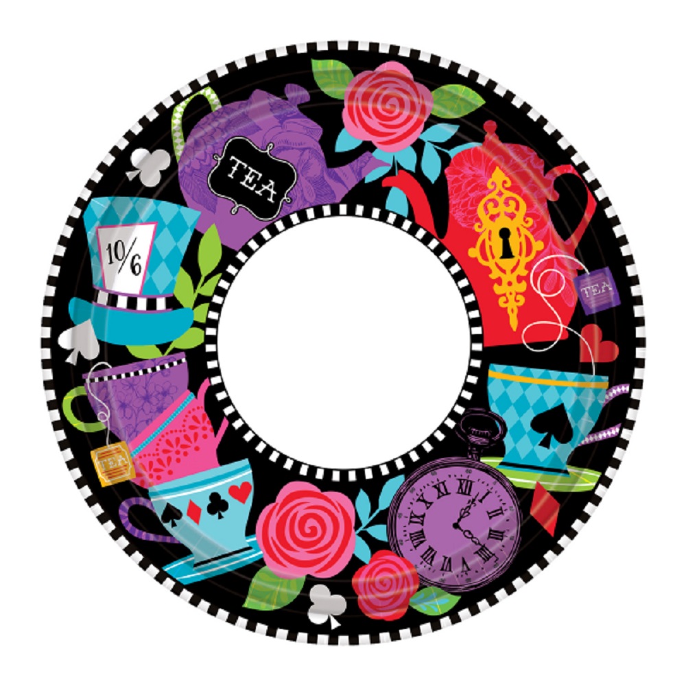 8 pcs Mad Hatters Tea Party Paper Plates Food Buffet Alice Decoration Tableware