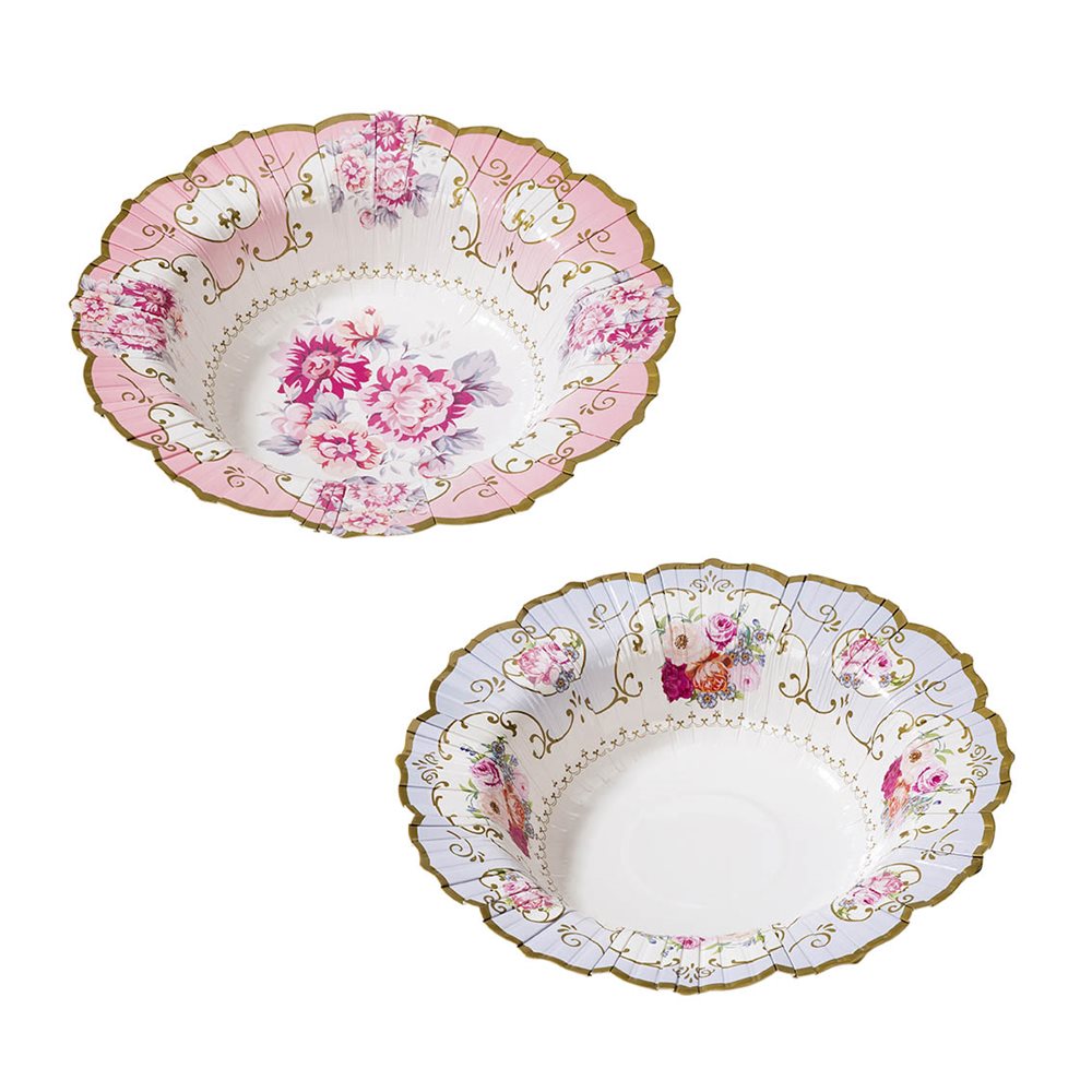 12 x Truly Scrumptious Vintage Style Floral Paper Bowls dessert pudding