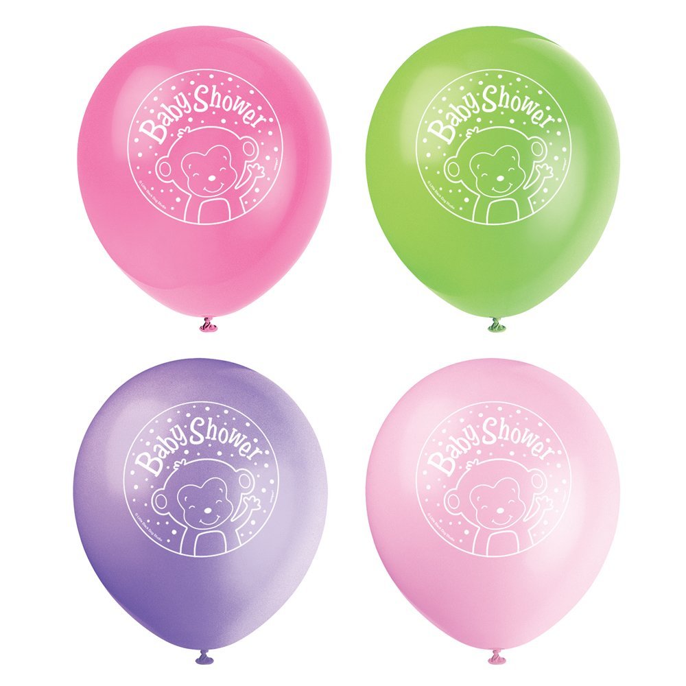 8 X Girls Baby Shower Balloons Party Decorations Monkey Baby