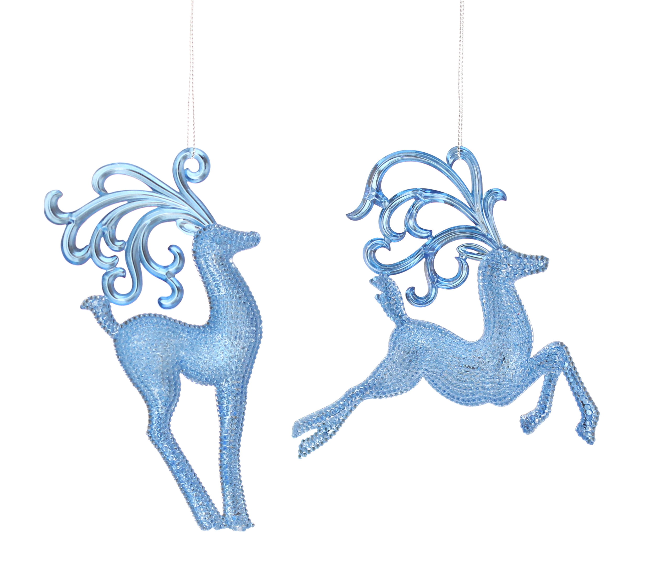 4 x Blue Reindeer Christmas Tree Hanging Decorations CHEAP CLEARANCE