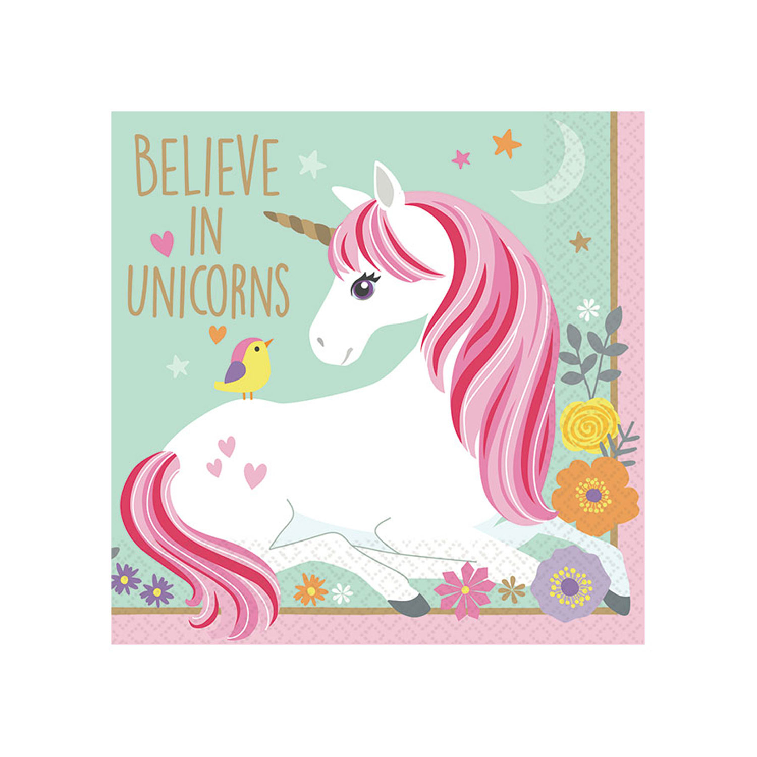 Unicorn Party Supplies for Baby Shower 50 Pck United Unicorns Pink Unicorn Napkins for Girls Birthday Party Unicorn Tableware Disposable Paper Napkins