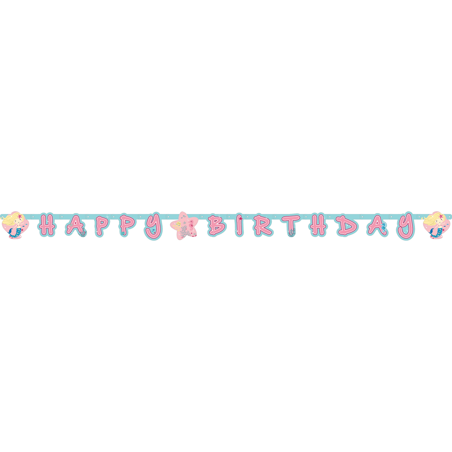 Mermaid Happy Birthday Letter Banner Fish Sea Shell Party Girls