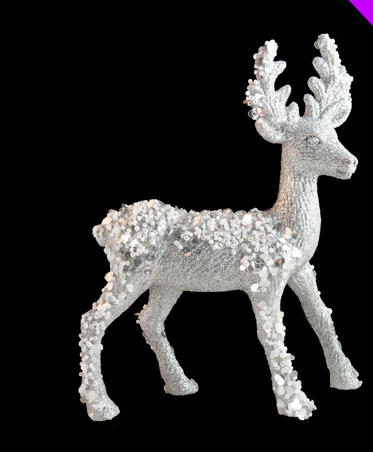 Cheap Silver 3d Glitter Standing Reindeer Christmas Decorations