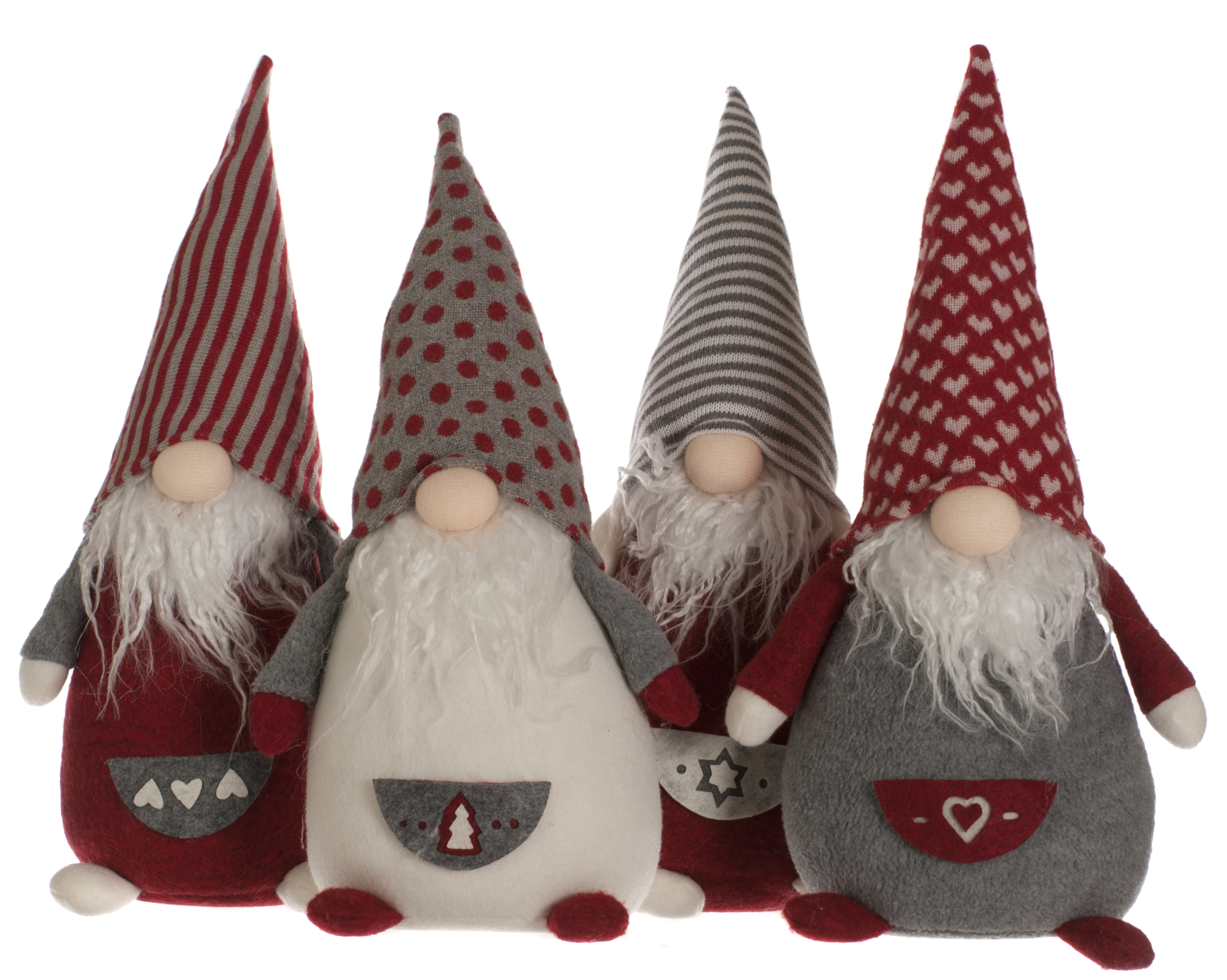 2 Assorted 35cm Chunky Christmas Gonks Grey Red Gift Decorations With 2 Assorted 35cm Chunky Christmas Gonks Grey Red Gift Decorations With