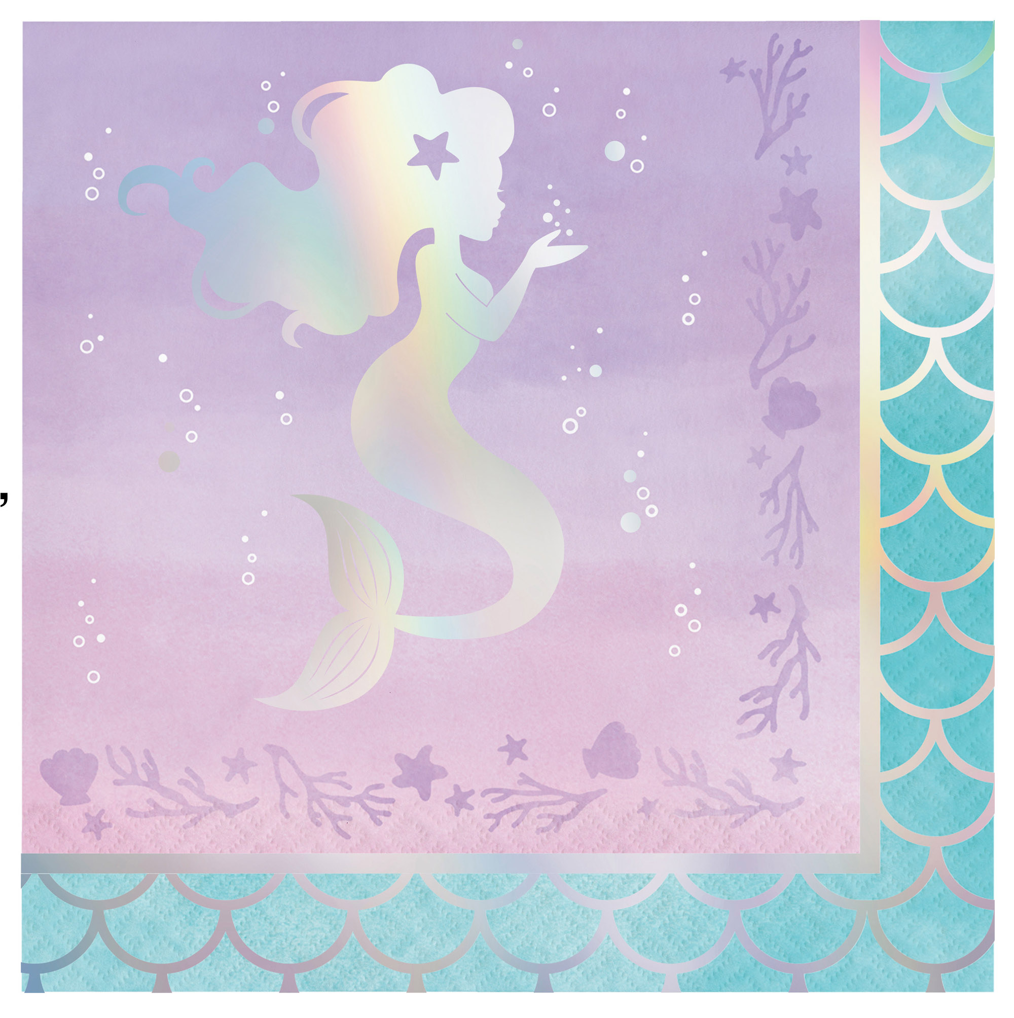 Mermaid Shine hanging Party Cutouts Iridescent Foil Birthday party Hangers