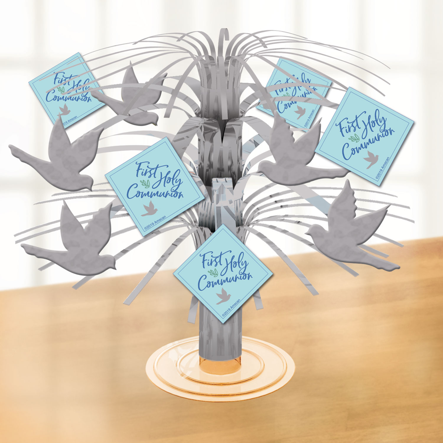 1st Holy Communion Blue Party Table Centrepiece Decoration Boys