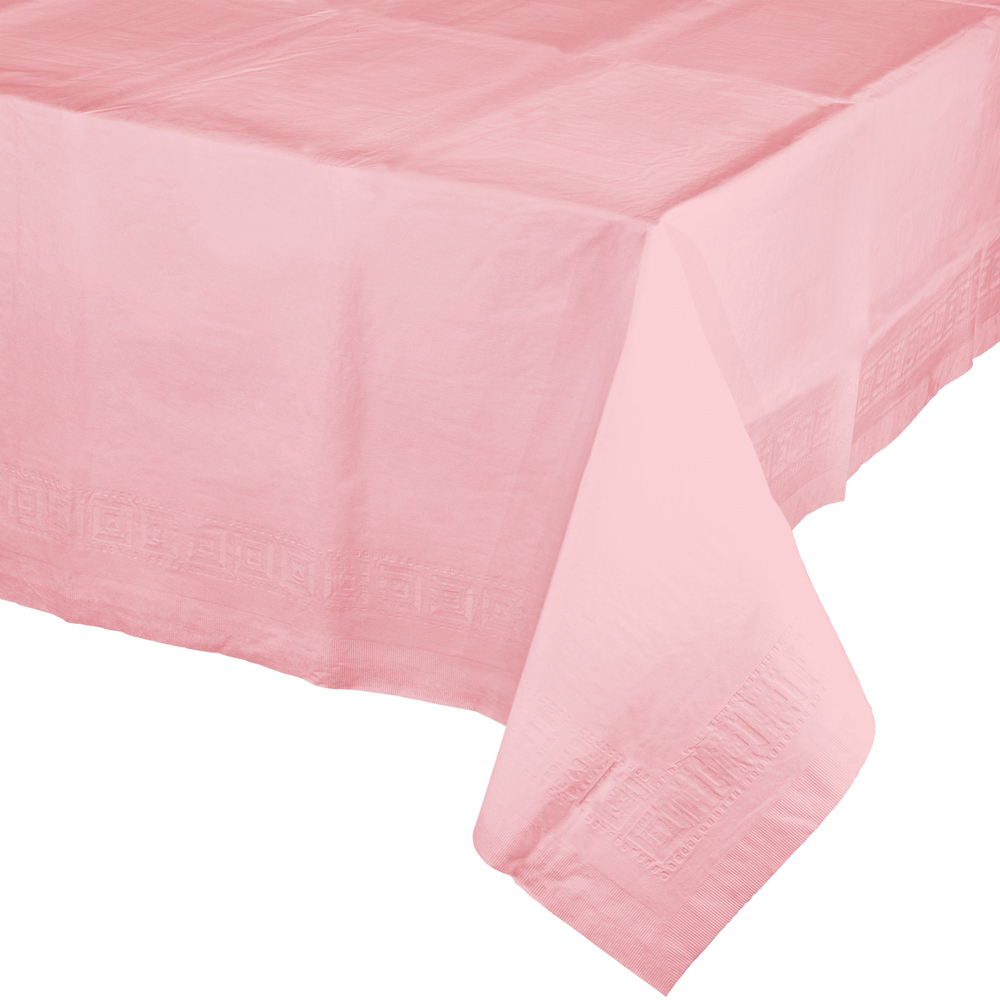 Pale Baby Pink Paper Tablecover Disposable Table Cover paper w/ Plastic