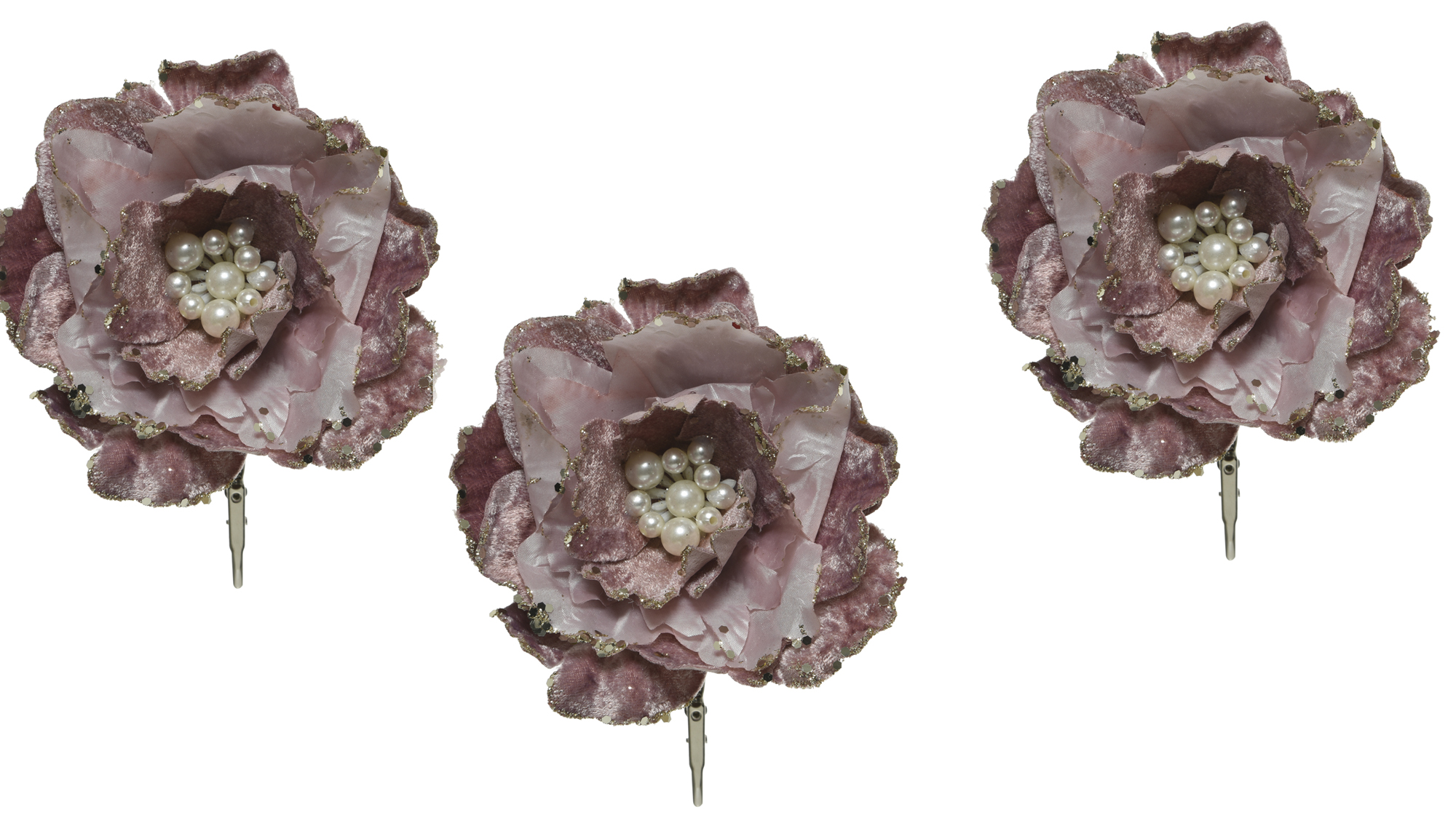 New Beautiful Pink Clip On Flower Christmas Tree Decorations X 3 Ebay