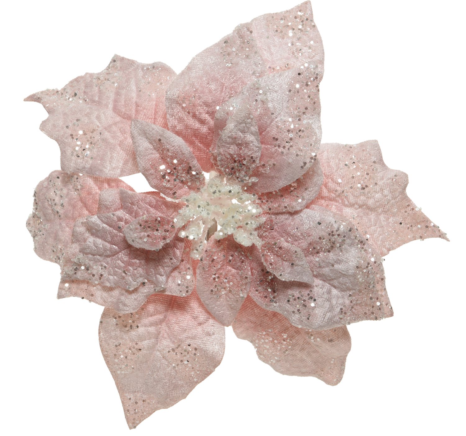 3 x Pink Clip on Poinsettia Christmas Tree Flower