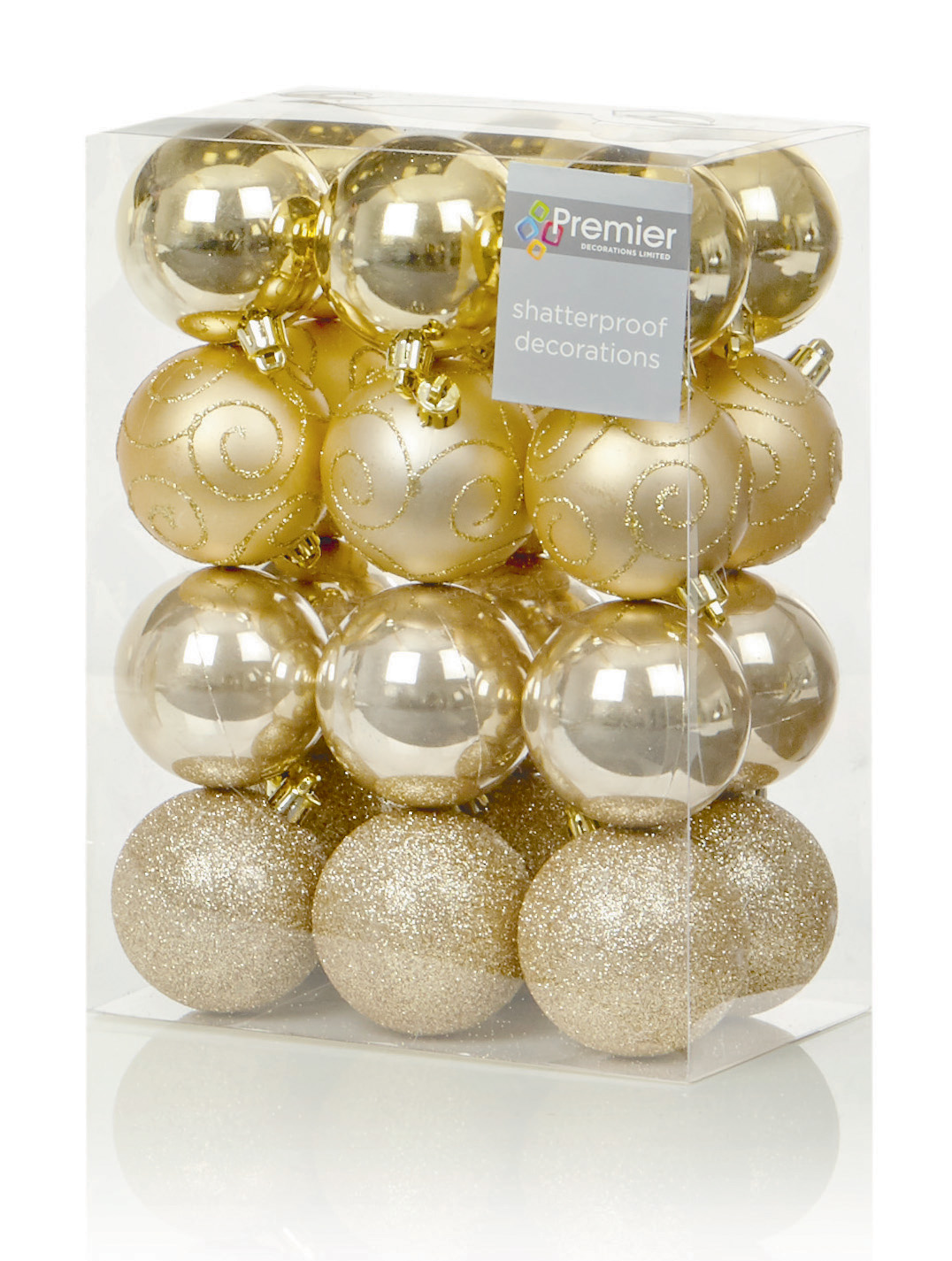48 x Large Gold Baubles 6cm Christmas Tree Decorations