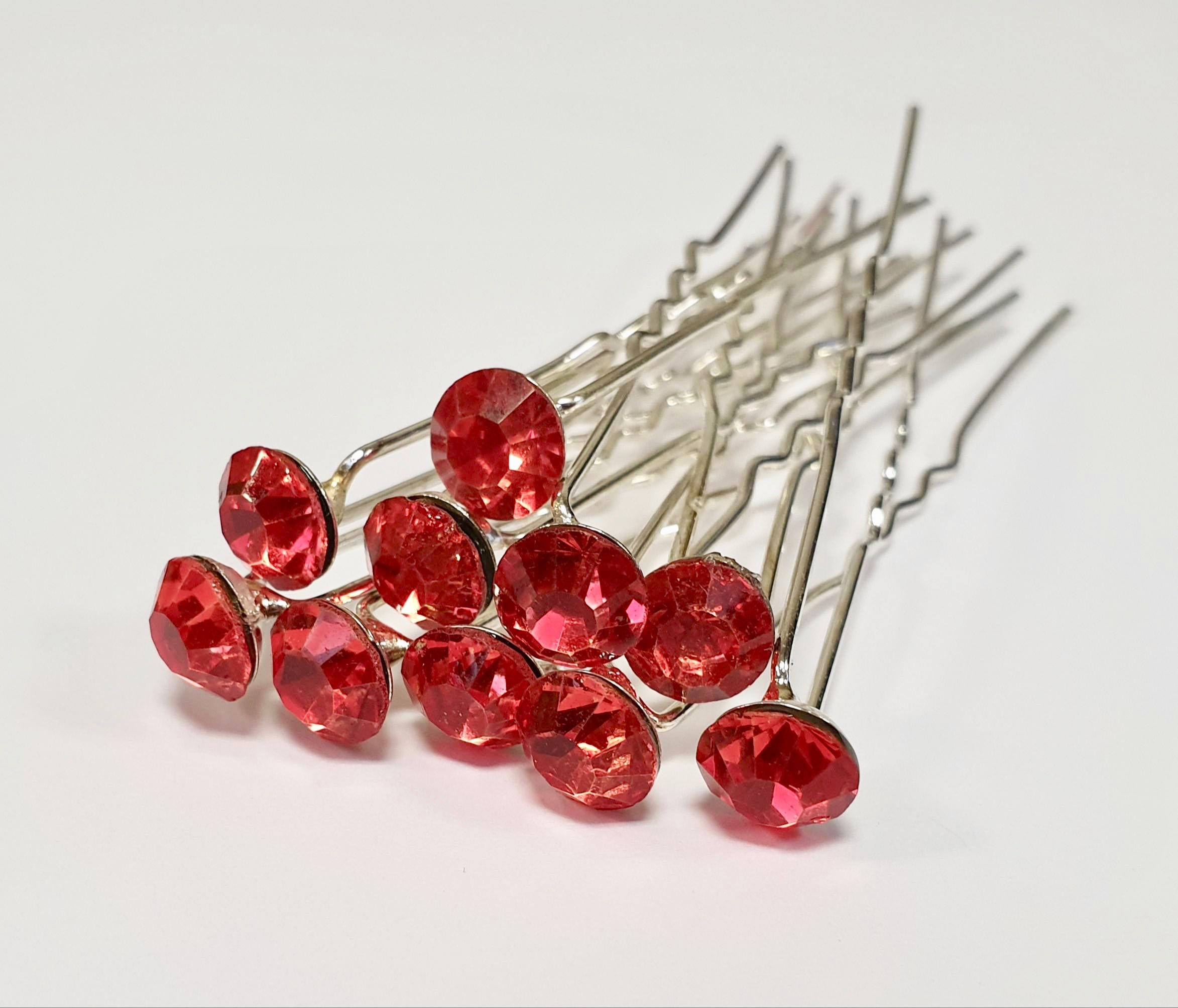 50PCS x 8MM CRYSTAL RHINESTONE HAIR PINS BRIDAL WEDDING PROM PARTY -MANY COLOURS - Picture 8 of 12