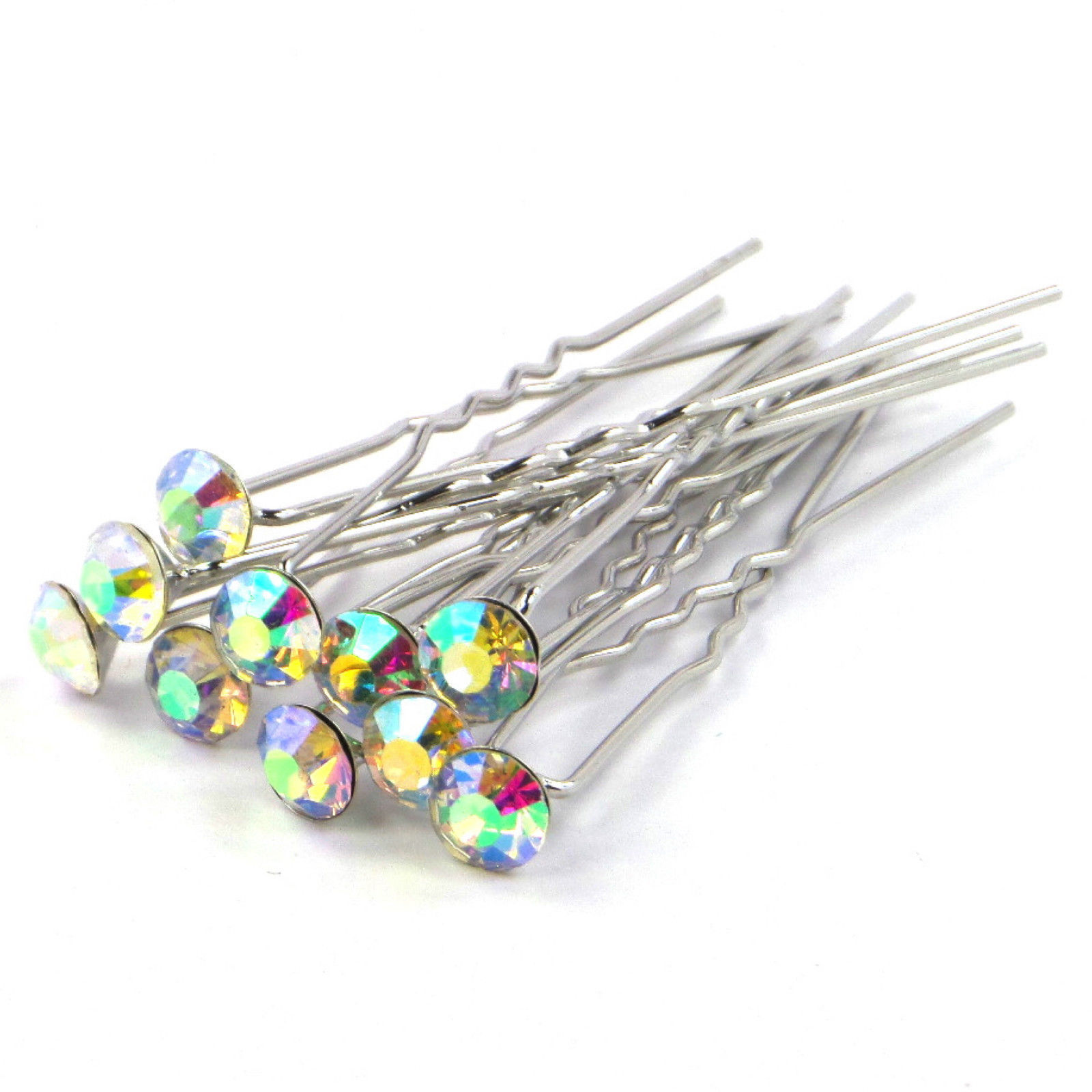 50PCS x 8MM CRYSTAL RHINESTONE HAIR PINS BRIDAL WEDDING PROM PARTY -MANY COLOURS - Picture 2 of 12
