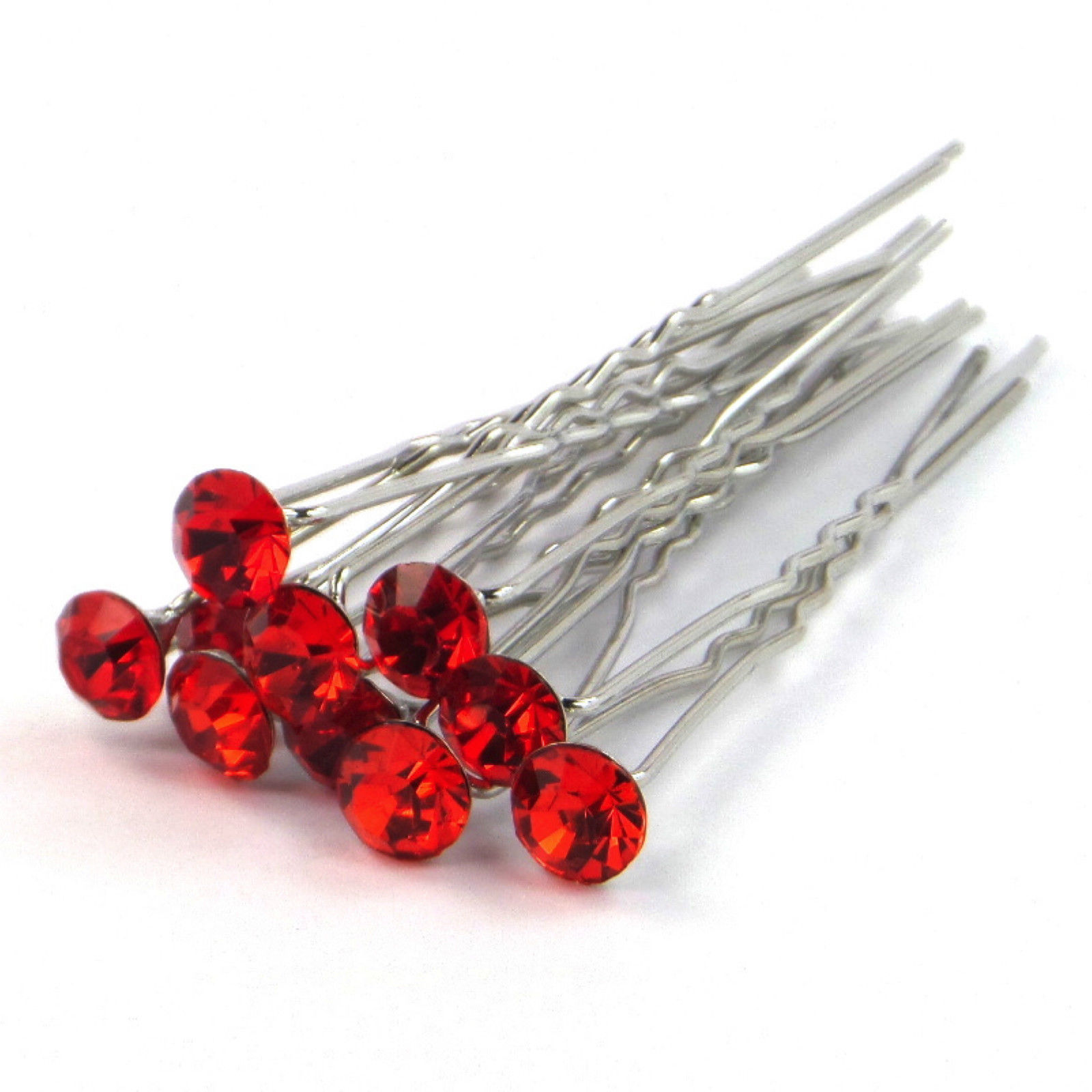 50PCS x 8MM CRYSTAL RHINESTONE HAIR PINS BRIDAL WEDDING PROM PARTY -MANY COLOURS - Picture 10 of 12