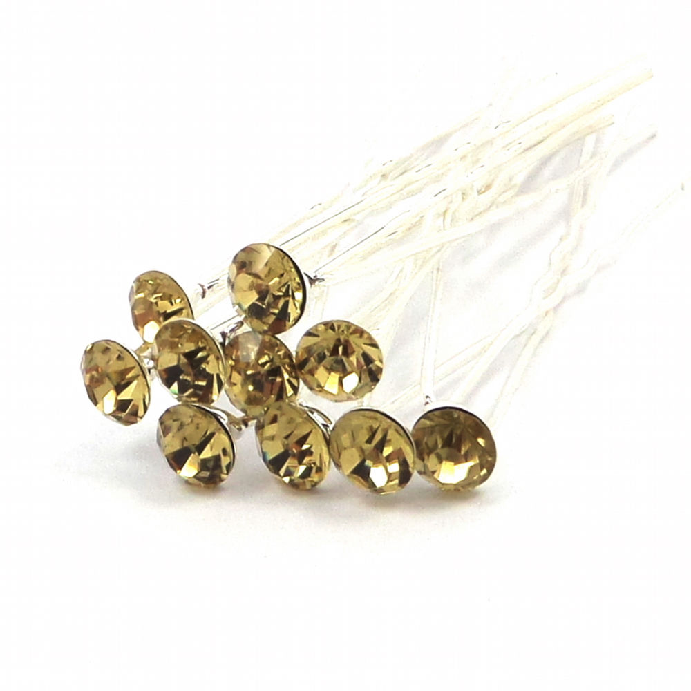 50PCS x 8MM CRYSTAL RHINESTONE HAIR PINS BRIDAL WEDDING PROM PARTY -MANY COLOURS - Picture 4 of 12