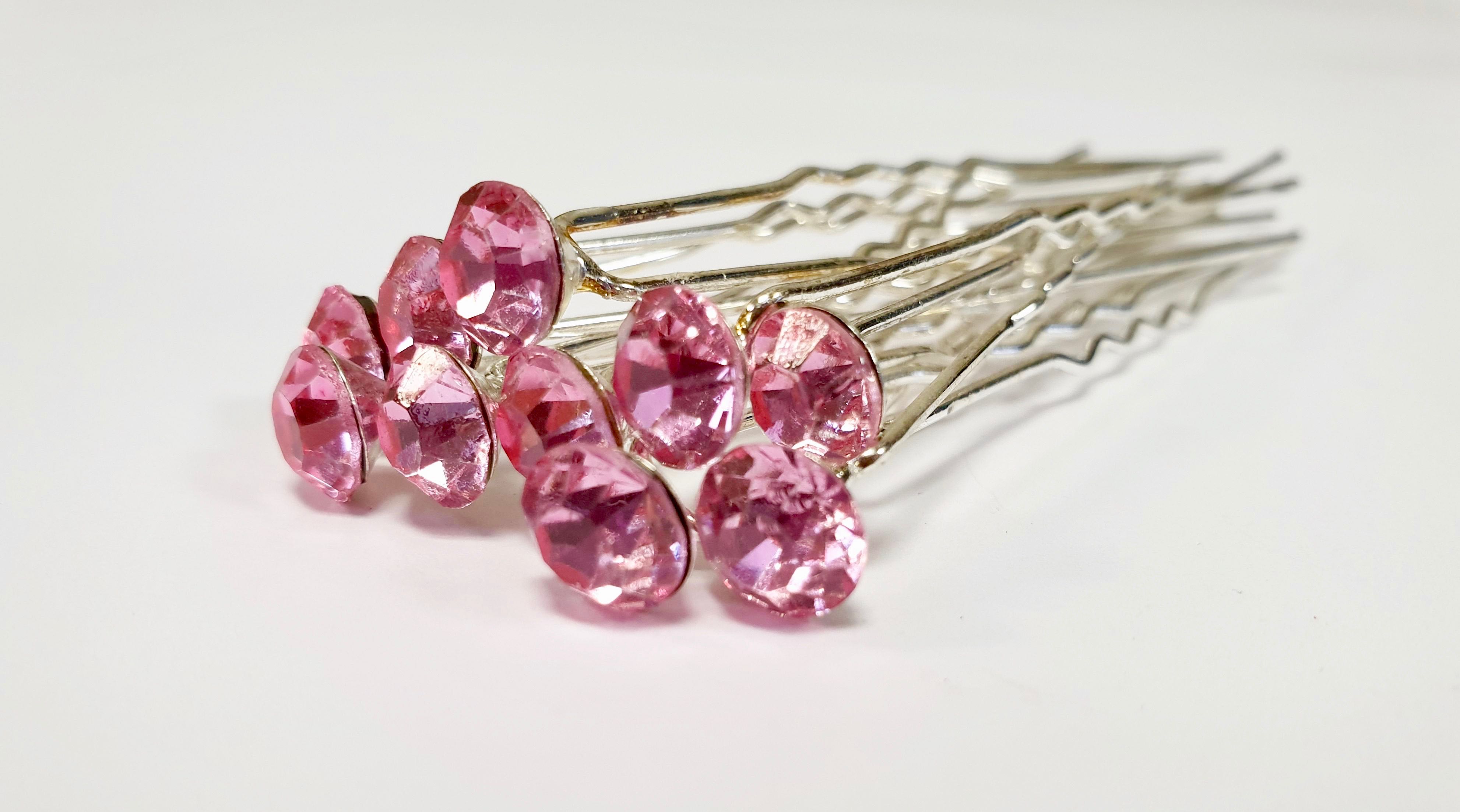 50PCS x 8MM CRYSTAL RHINESTONE HAIR PINS BRIDAL WEDDING PROM PARTY -MANY COLOURS - Picture 9 of 12