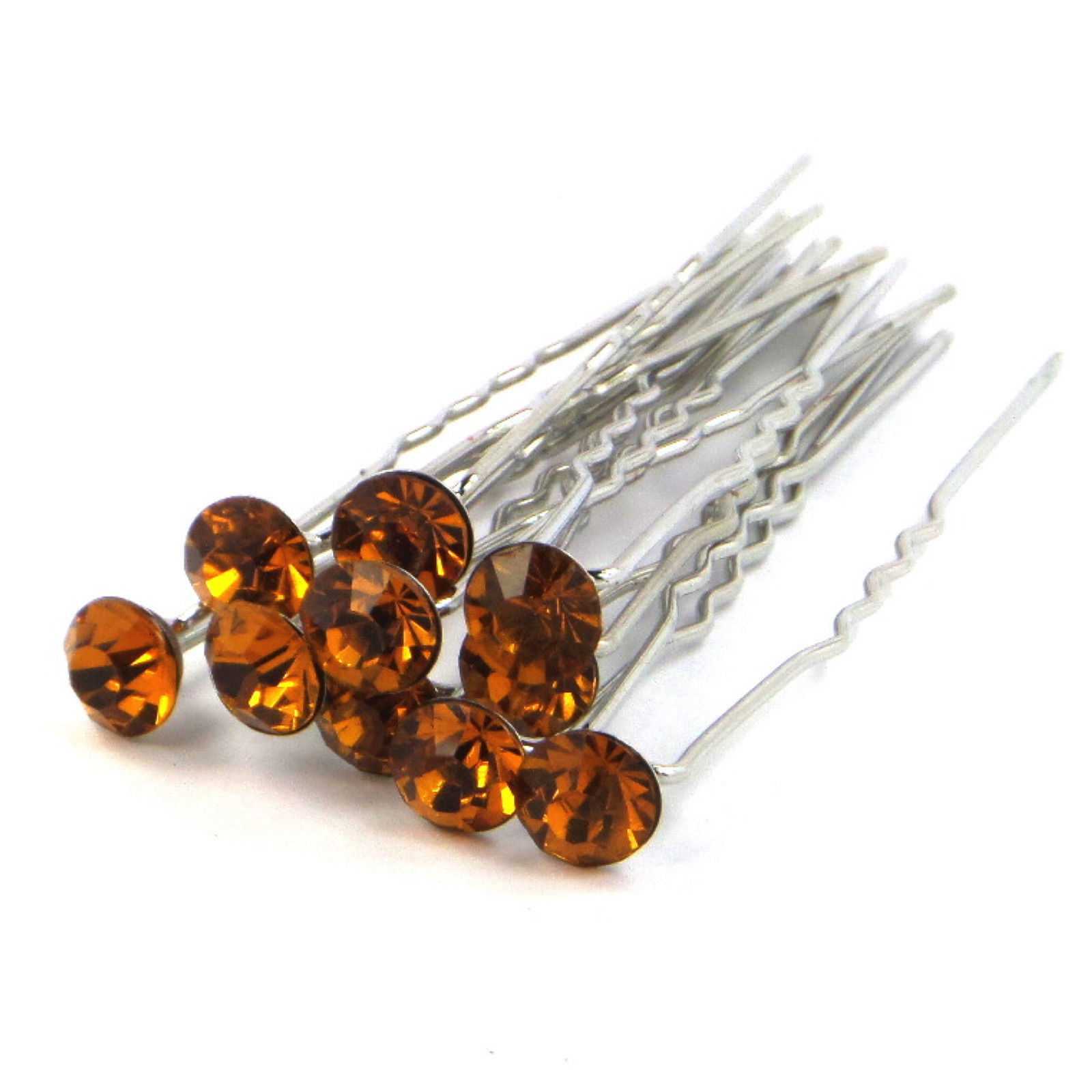 50PCS x 8MM CRYSTAL RHINESTONE HAIR PINS BRIDAL WEDDING PROM PARTY -MANY COLOURS - Picture 3 of 12