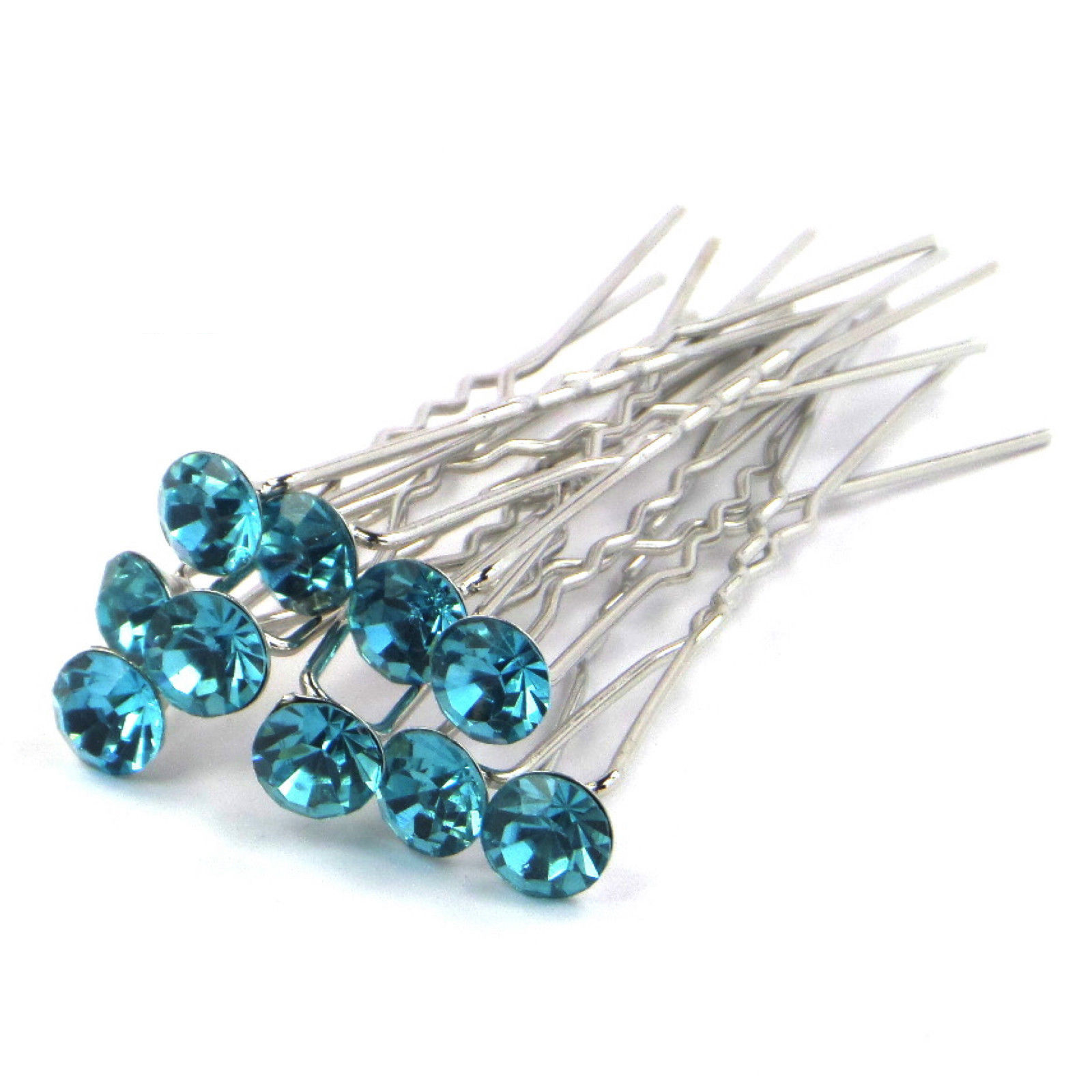 50PCS x 8MM CRYSTAL RHINESTONE HAIR PINS BRIDAL WEDDING PROM PARTY -MANY COLOURS - Picture 12 of 12
