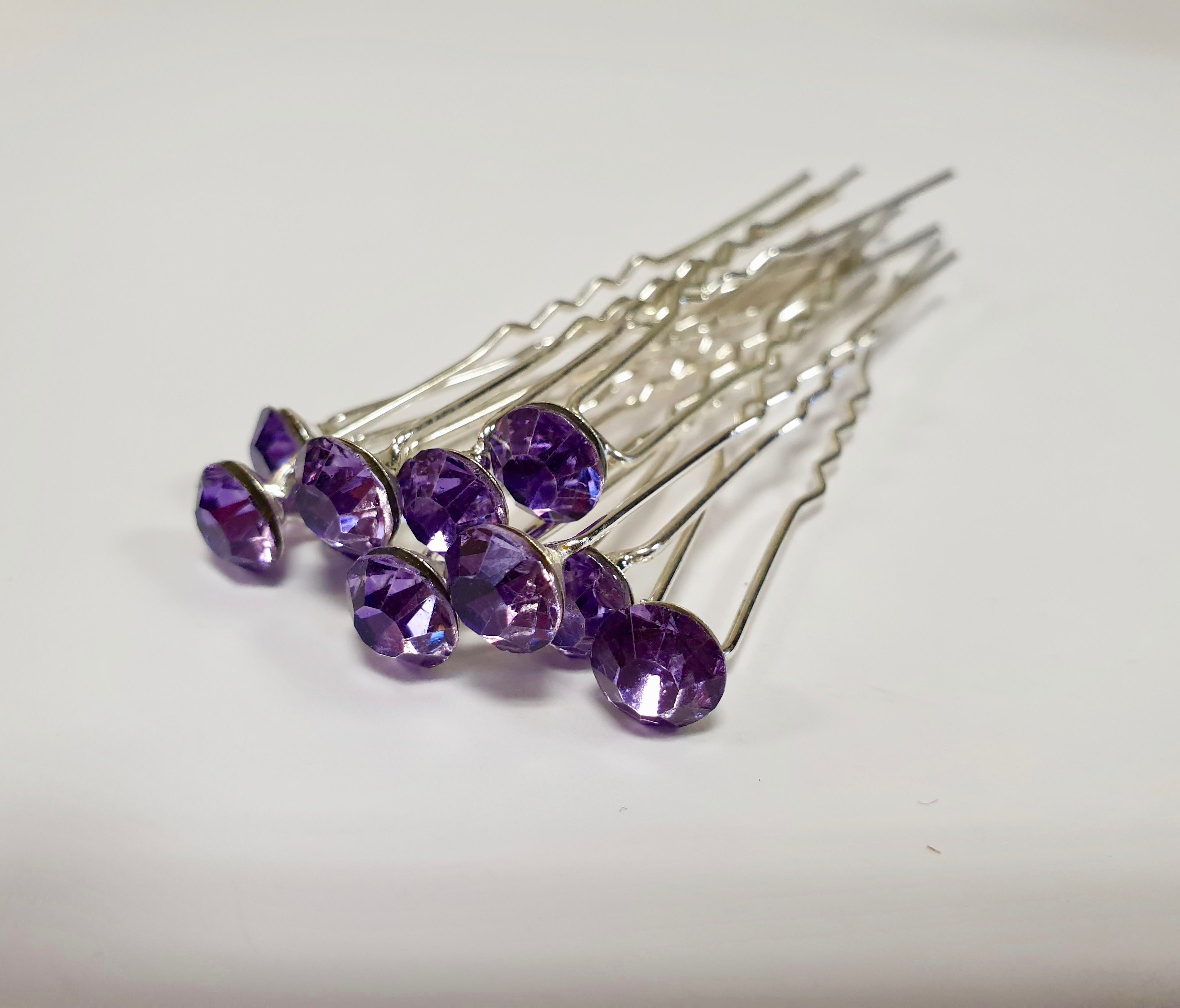 50PCS x 8MM CRYSTAL RHINESTONE HAIR PINS BRIDAL WEDDING PROM PARTY -MANY COLOURS - Picture 7 of 12