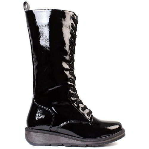 Heavenly Feet Maze Womens Ladies Purple Patent Vegan Wedge Boots Size 4-8