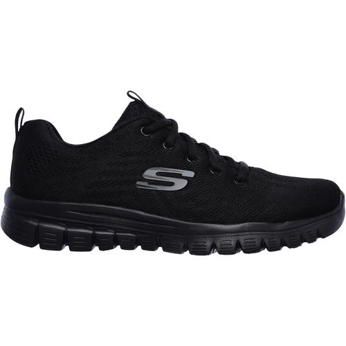 skechers graceful get connected black and rose gold trainers