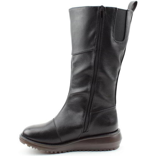 Heavenly Feet Robyn Womens Ladies Black Vegan Tall Wedge Zip up Boots ...