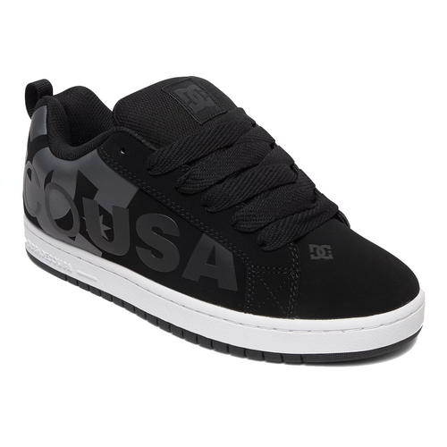DC Court Graffik Mens Black Camo Leather Skate Shoes