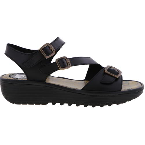 ladies black chunky sandals