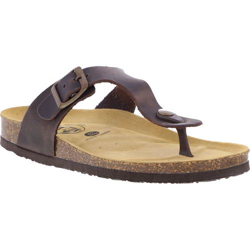 Plakton Gizeh San Sebastian Womens Ladies Leather Footbed Sandals Dark Brown 4-8