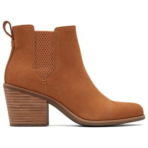 Toms Everly Womens Ladies Brown Leather Pull On Chelsea Ankle Boots Size 4-10