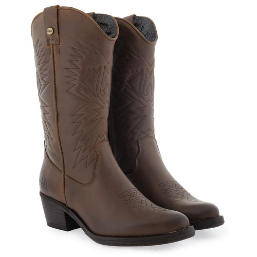 Oak & Hyde Texan Hi Womens Ladies Brown Tall Zip Western Cowboy Boots Size 4-9