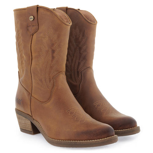 Oak & Hyde Texan Lo Womens Ladies Tan Mid Zip Western Cowboy Boots Size 4-9